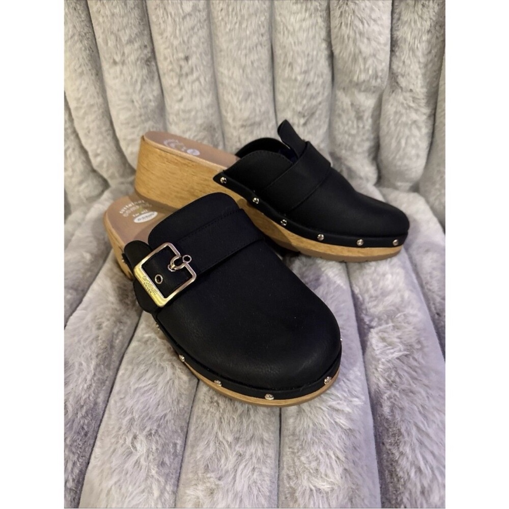Dr. Scholl's for Anthropologie leather clogs with buckle NEW